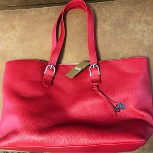 HUGO BOSS Vibrant Red Leather Tote